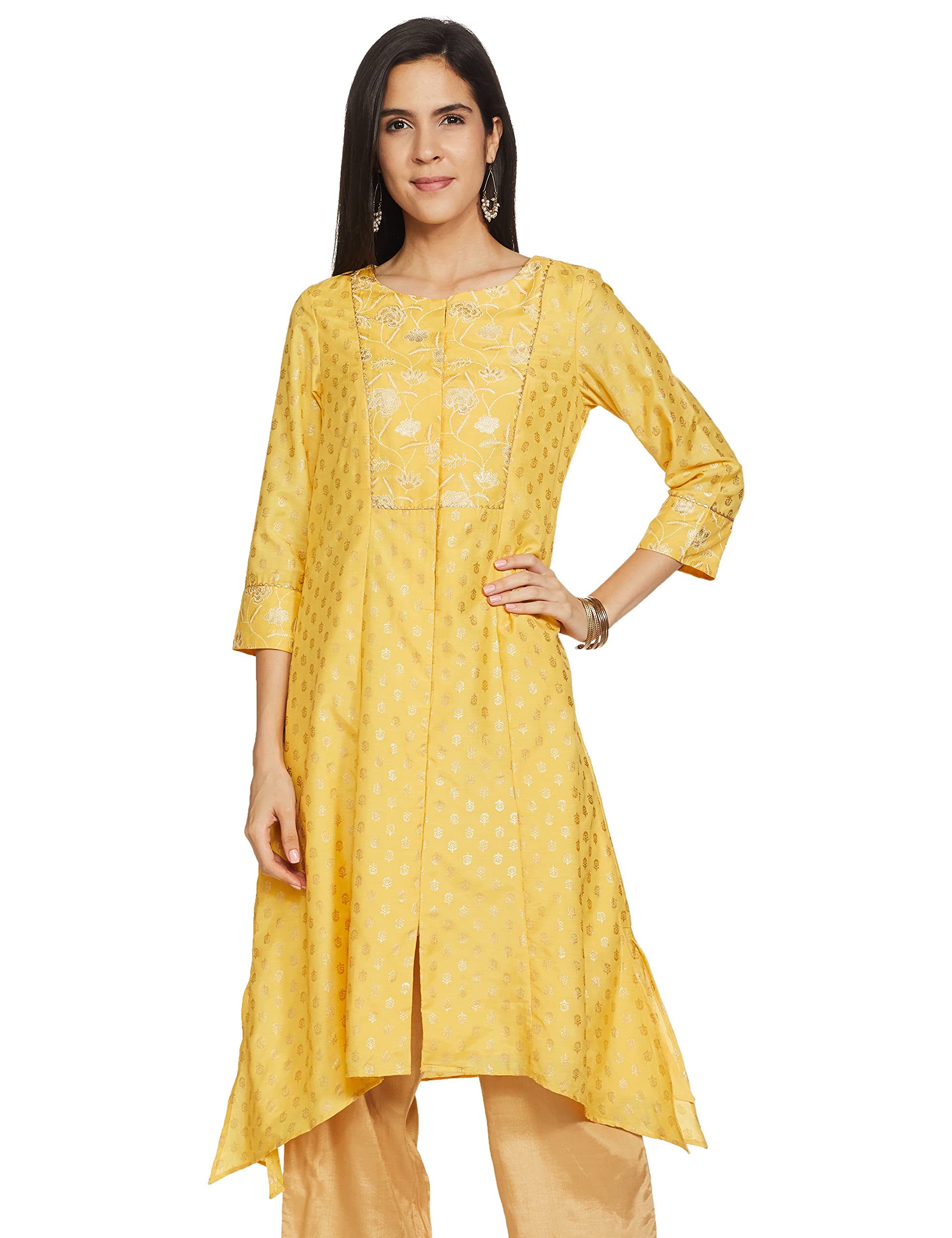 Global Desi Women's Polyester Classic Kurta in neutral