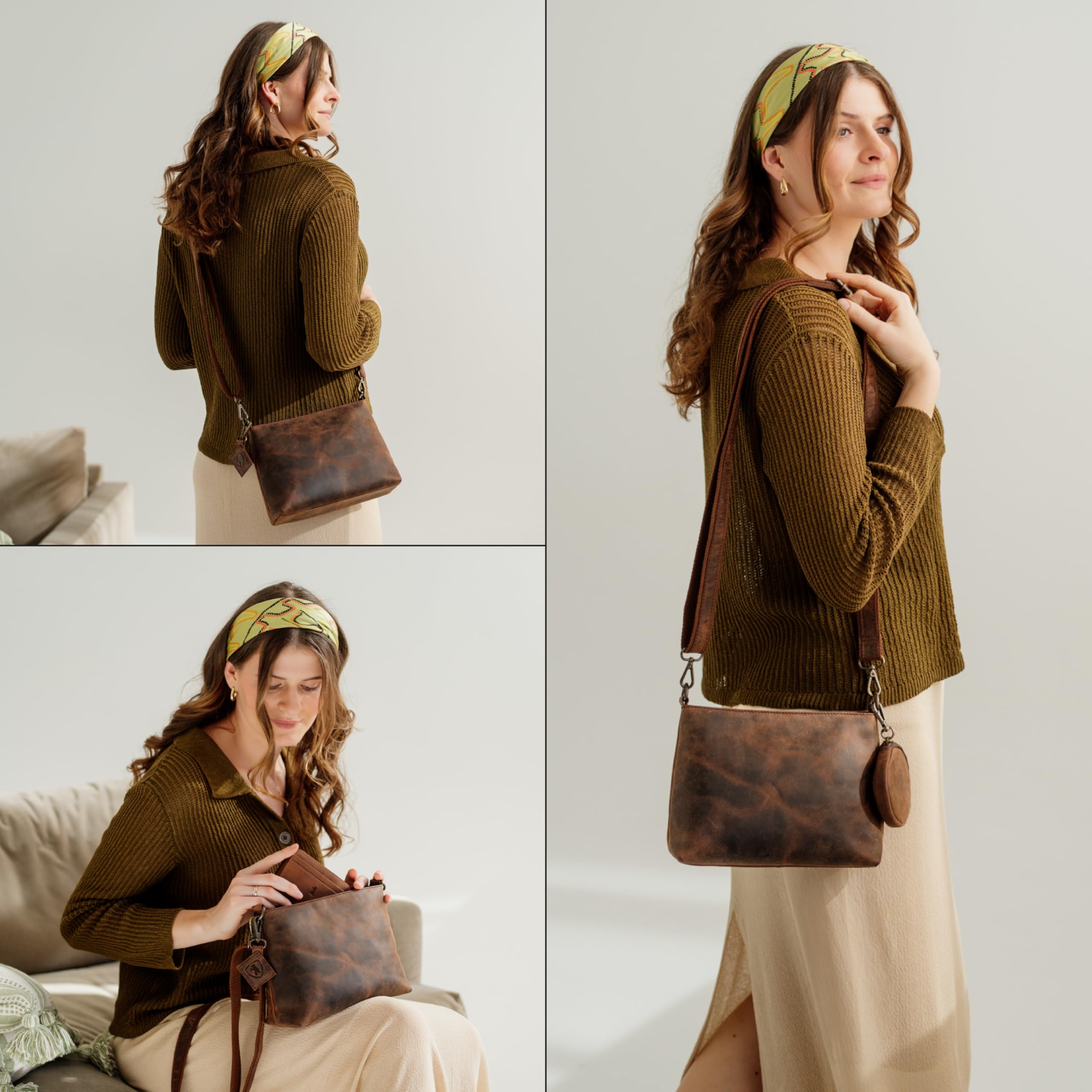 Berliner Bags Marbella S Bolso Bandolera Mediano de Piel Auténtica para Mujer, Crossbody con Correa Ajustable y Cierre YKK, Diseño Elegante y Resistente para Uso Diario