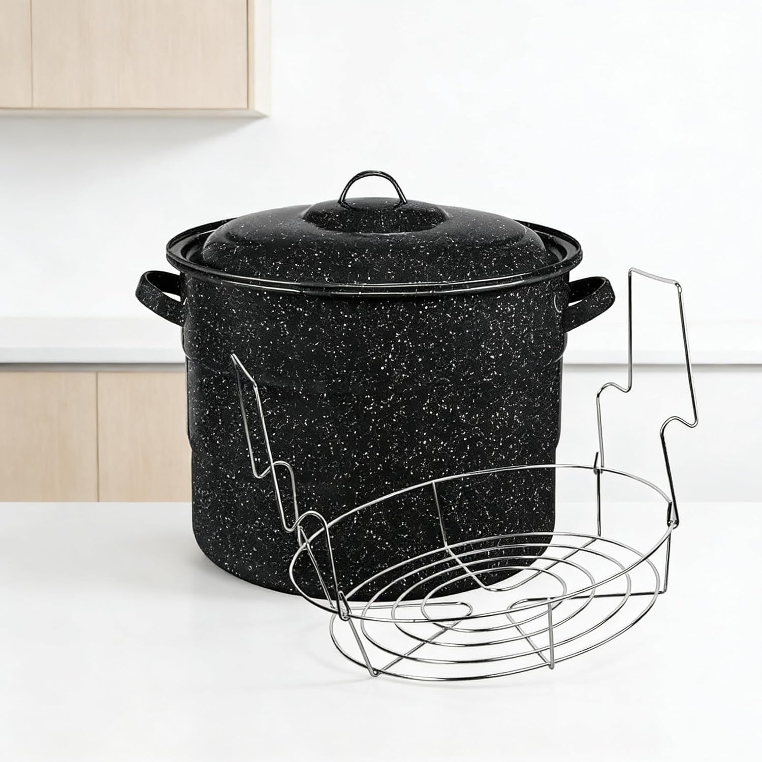 21.5 Quart Water Bath Canner - Large Enamel Canning Pot with Included Rack, Food-Grade Canning Supplies for Jam, Salsa, Pickles & Home Preservation