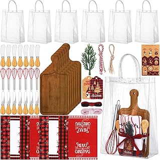 12 Set Christmas Charcuterie Board Gifts Bulk, Bamboo Mini Cheese Cutting Board Gifts with Spreader Knives Fork Towel Whisk for Xmas Gift Wedding Bridal Baby Shower Prize Party(Dark)