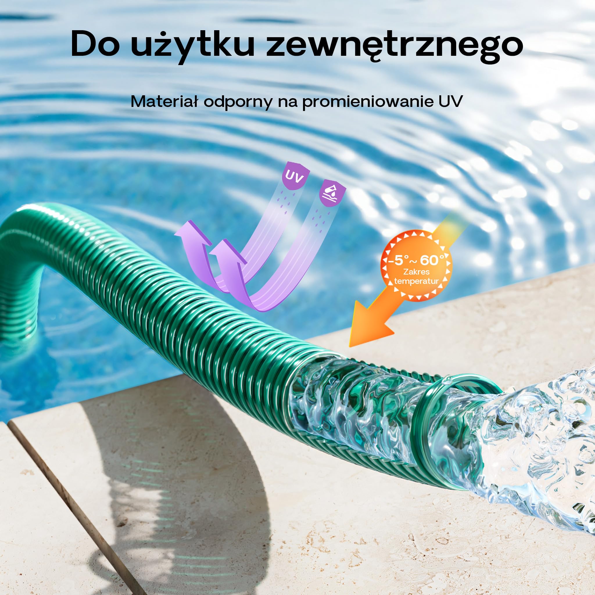 Wiltec wąż ssący ciśnieniowy 10m, elastyczny, 40mm (1 1/2") zielony - Wyprodukowano w Europie, do podłączenia do pomp stawowych i domowych instalacji wodociągowych