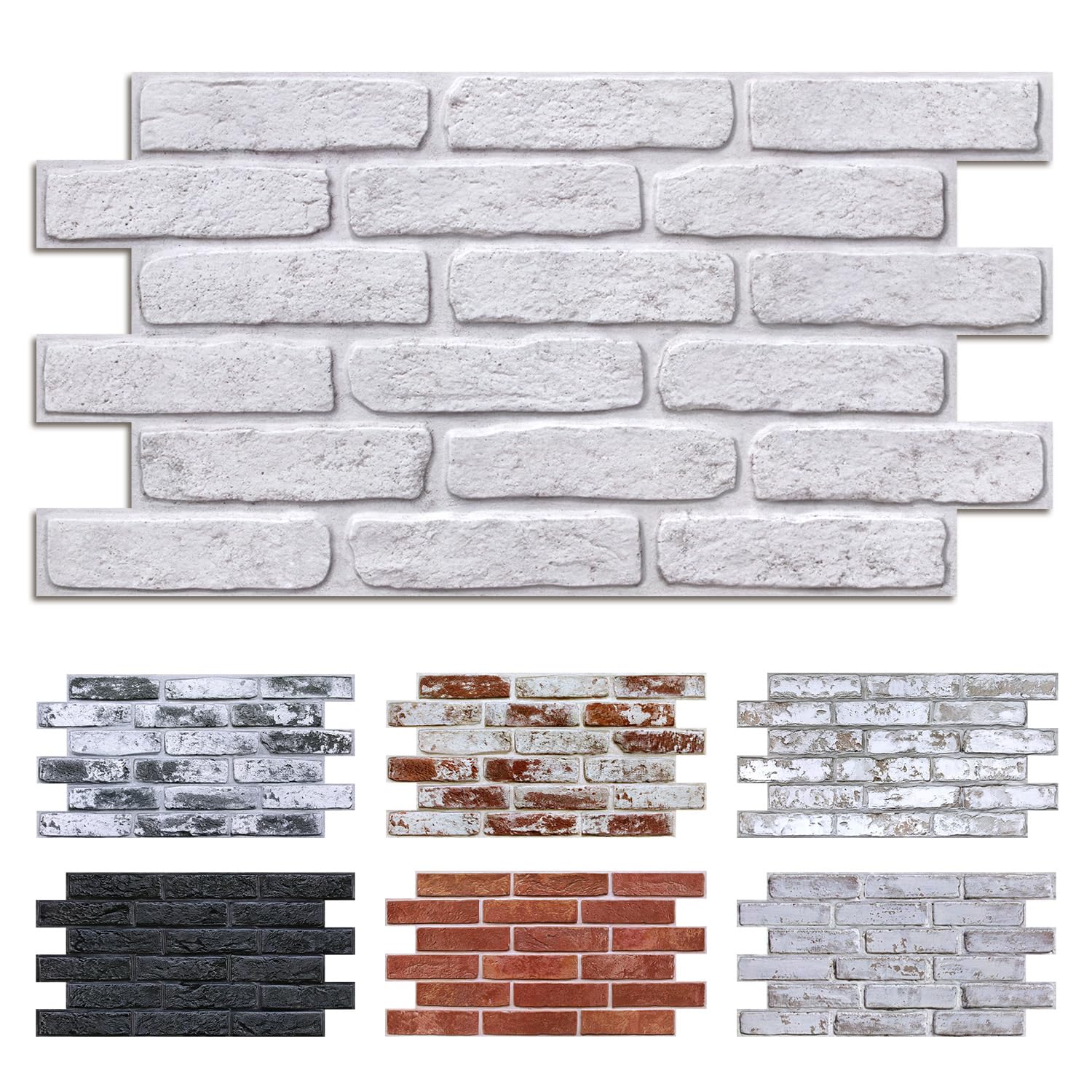 Commomy 12 Pièces Panneaux muraux 3D Autocollants, 3 MM D'épaisseur, Aspect Brique Pierre, 58 x 30 cm, Revêtement Mural PVC pour Salon, Cuisine, Chambre à Coucher, Intérieur