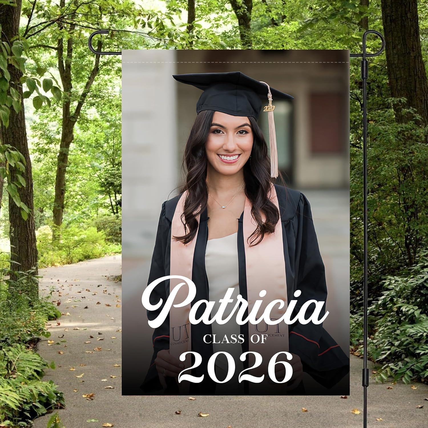 Personalized Graduation Garden Banner with Photo Class of 2026, Custom Name Yard Decoration Flag for High School College Graduation Party Decorations, Weatherproof Outdoor Lawn Decor