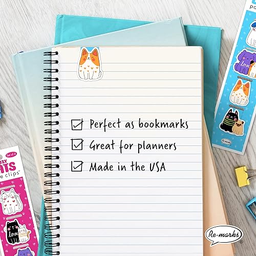 Miniatura 5 de Re-marks Cozy Cats and Dogs - Marcadores magnéticos para página, 2 juegos de 4 clips de página, 8 clips en total