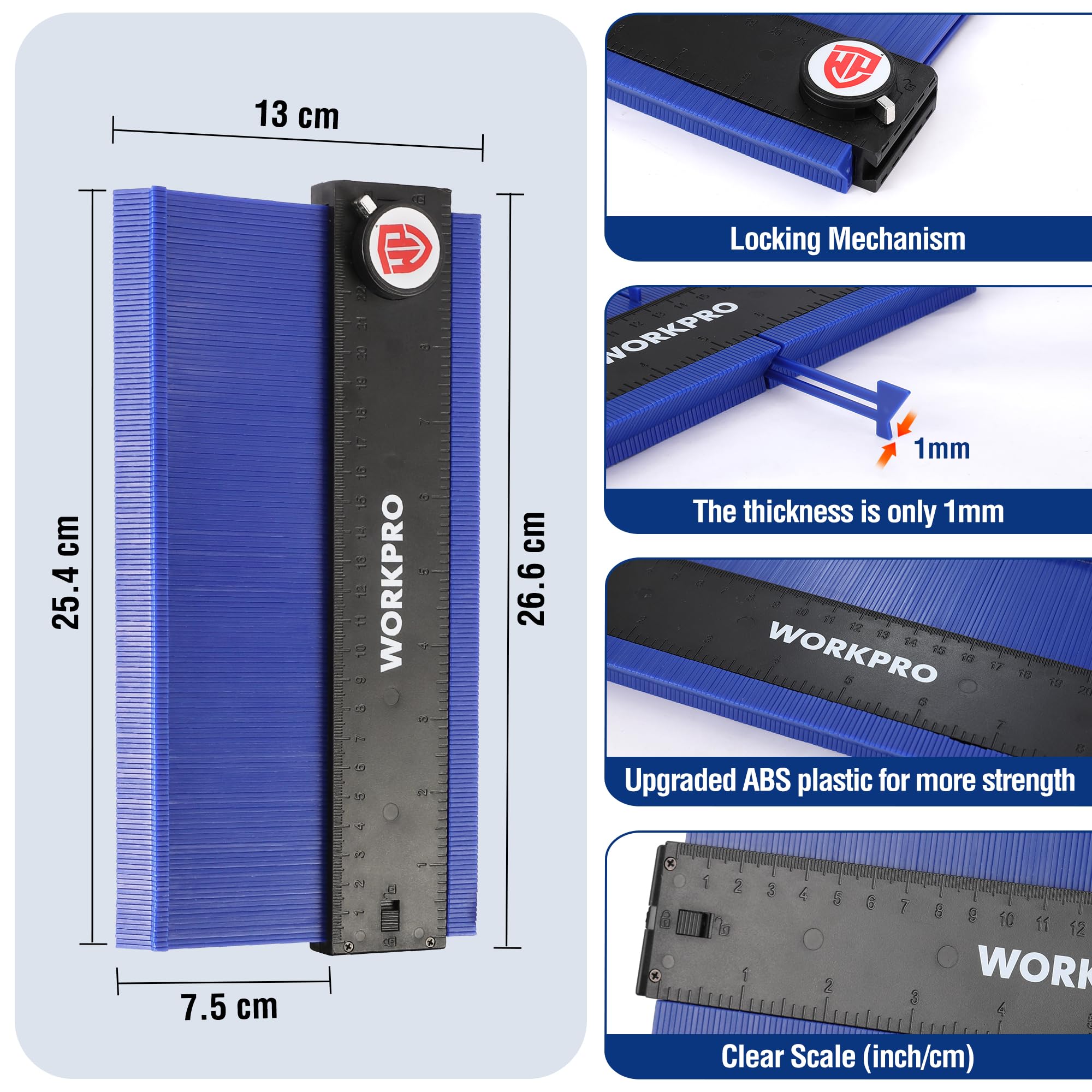 WORKPRO 1-Pack 25 CM Contour Gauge Duplicator, Marking Gauge with Lock - Image 2