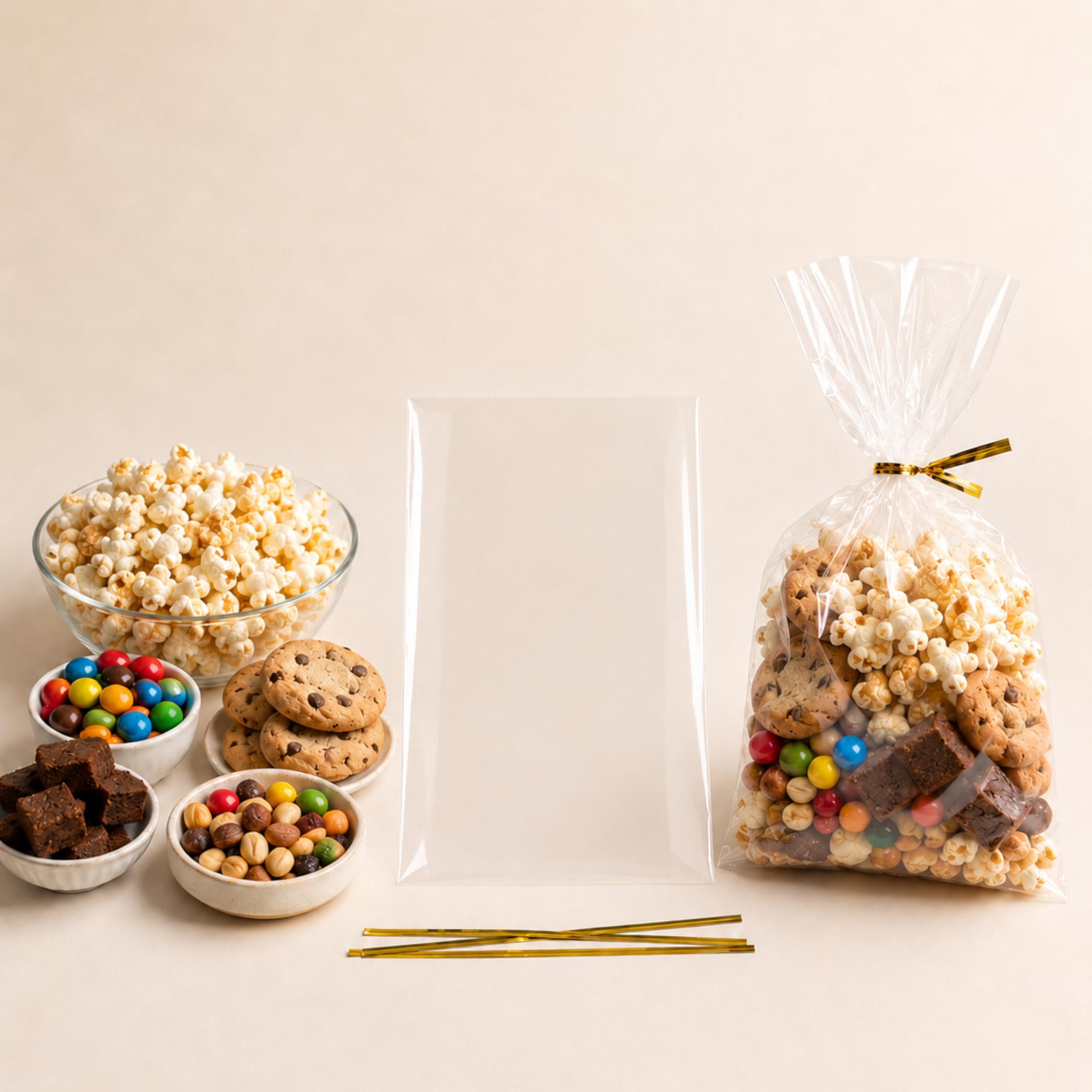 6x9 Cellophane Treat Bags with Ties 200 Clear Goodie Cookie Bags — Amazon image 3