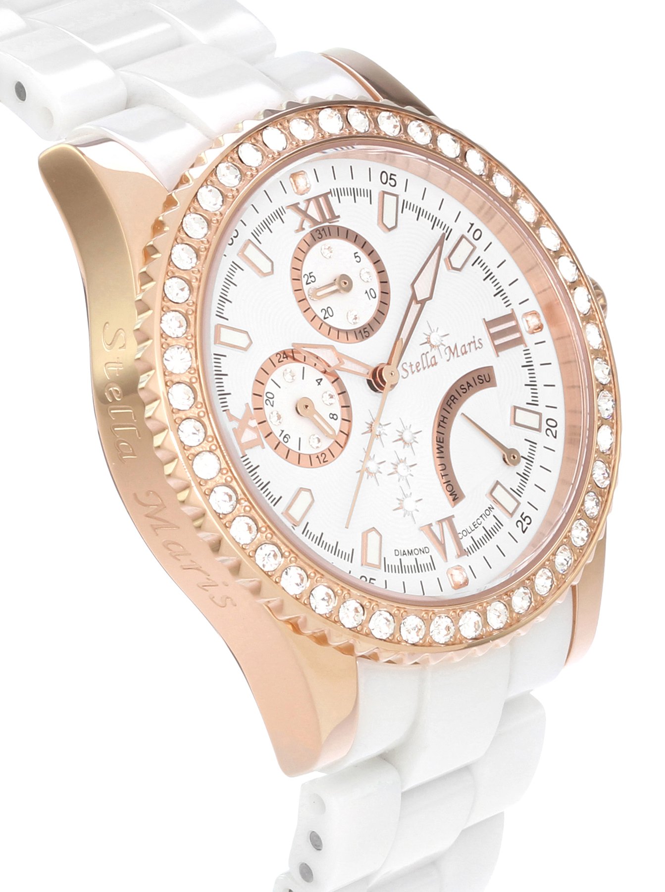 Stella Maris Damen-Armbanduhr Analog Quarz Premium Keramik Diamanten - STM15N3
