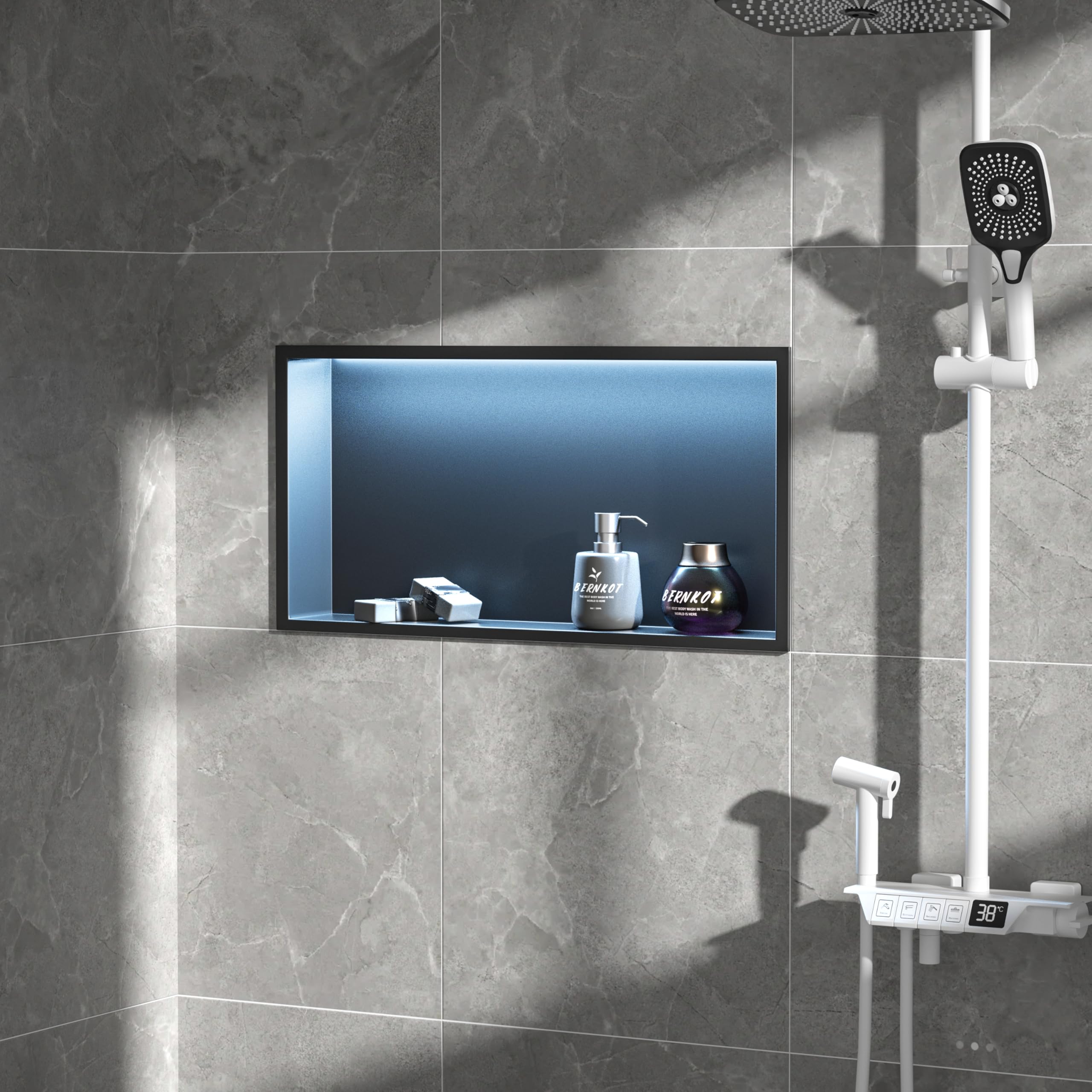 Roestvrijstalen Douchebak - 60x30x10 cm - Wand Niche Opbergvak voor Badkamer - Geen