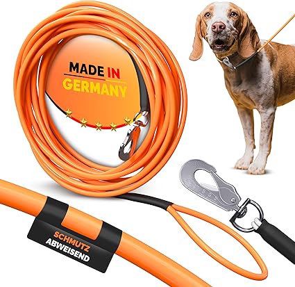 KENSONS Retrieverleine 'Sporty' – 6 Mm Seil Mit Integrierter Halsung & Echtem Hirschhorn-Stopper