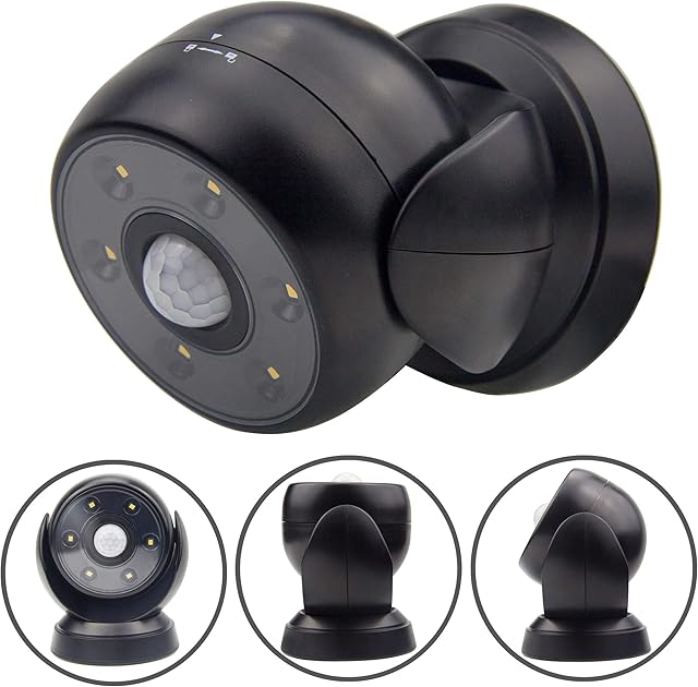 BIGLIGHT Battery Motion Sensor Spotlight Wireless Floodlight Outdoor Front Door Security Spotlight Waterproof Compact Spotlight Rotatable Wall Down Light for Driveway Hallway, 200 Lumens