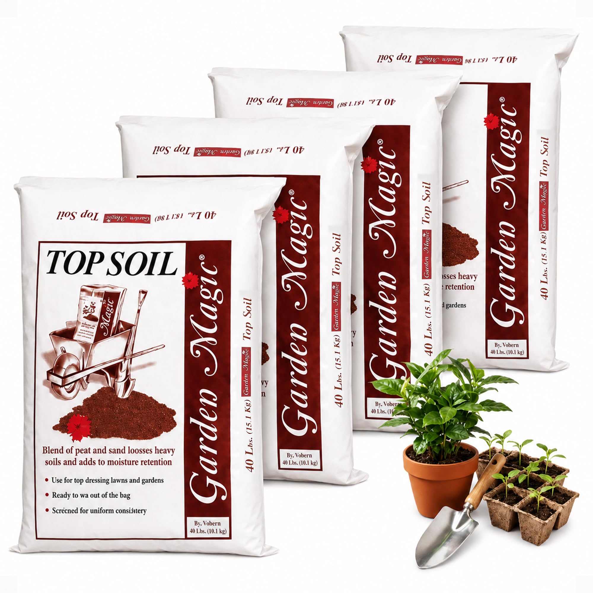 Michigan Peat Garden Magic Organic Potting Topsoil Mix, 40 lb, 4-Pack
