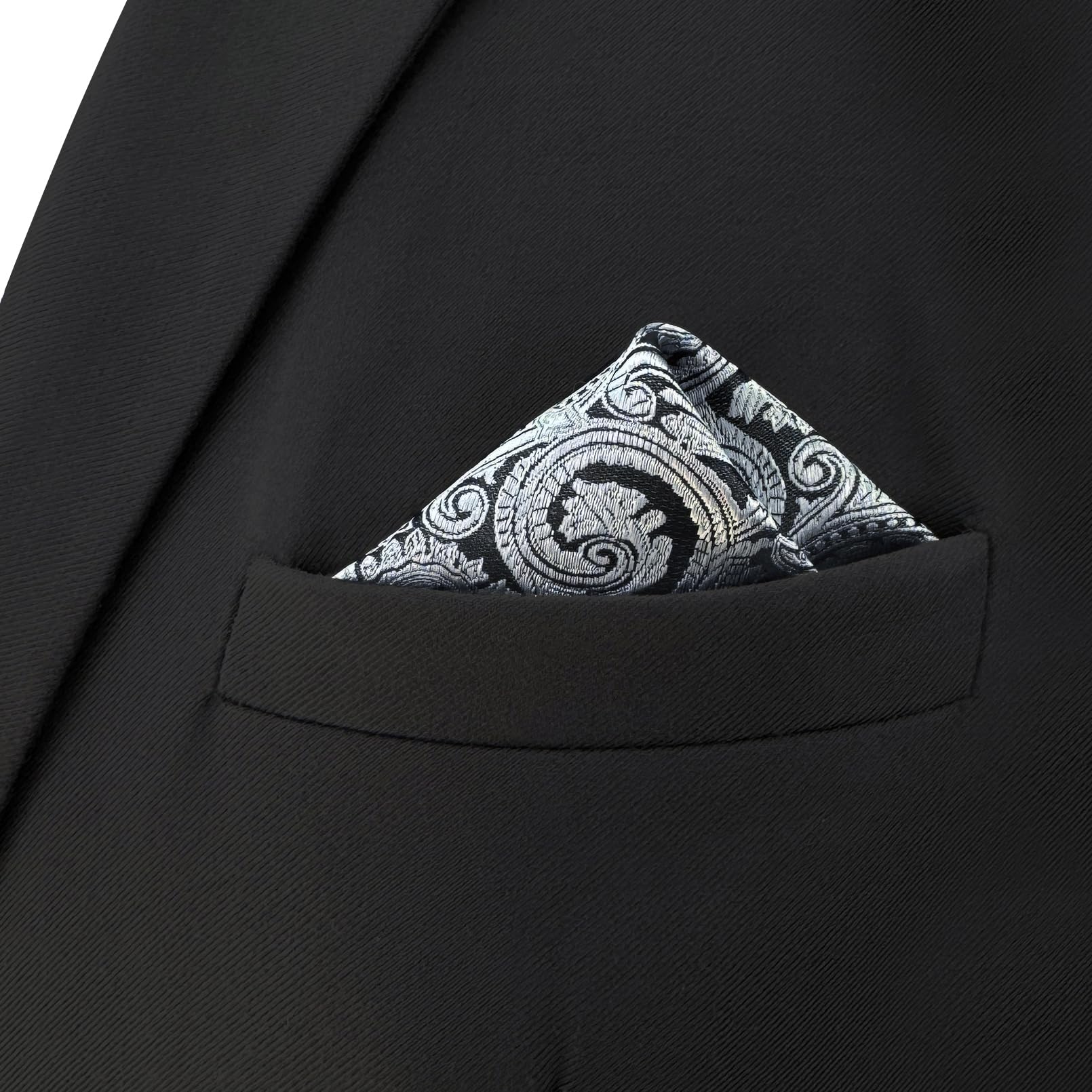 S&W SHLAX&WING Designerska męska poszetka srebrna czarna paisley dla mężczyzn garnitury prezentowe poszetki dla mężczyzn