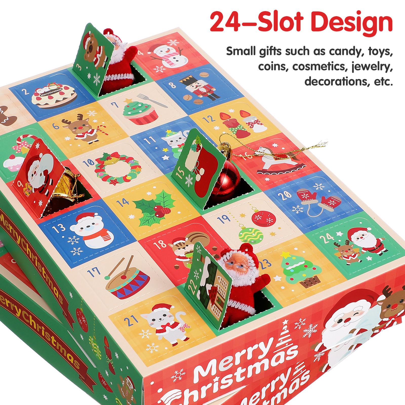 Didiseaon 5 Piezas Cajas de Calendario de Adviento Vacías Caja DIY Fácil de Llevar para Navidad de Papel 24 Compartimentos para Fiesta y Decoración Elegante
