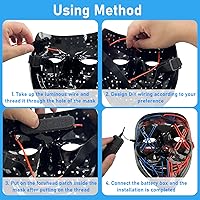 Vista 7 de Depointer Life Paquete de 2 máscaras de miedo de Halloween para cosplay, máscara de disfraz LED con alambre EL iluminado, fiesta de Halloween