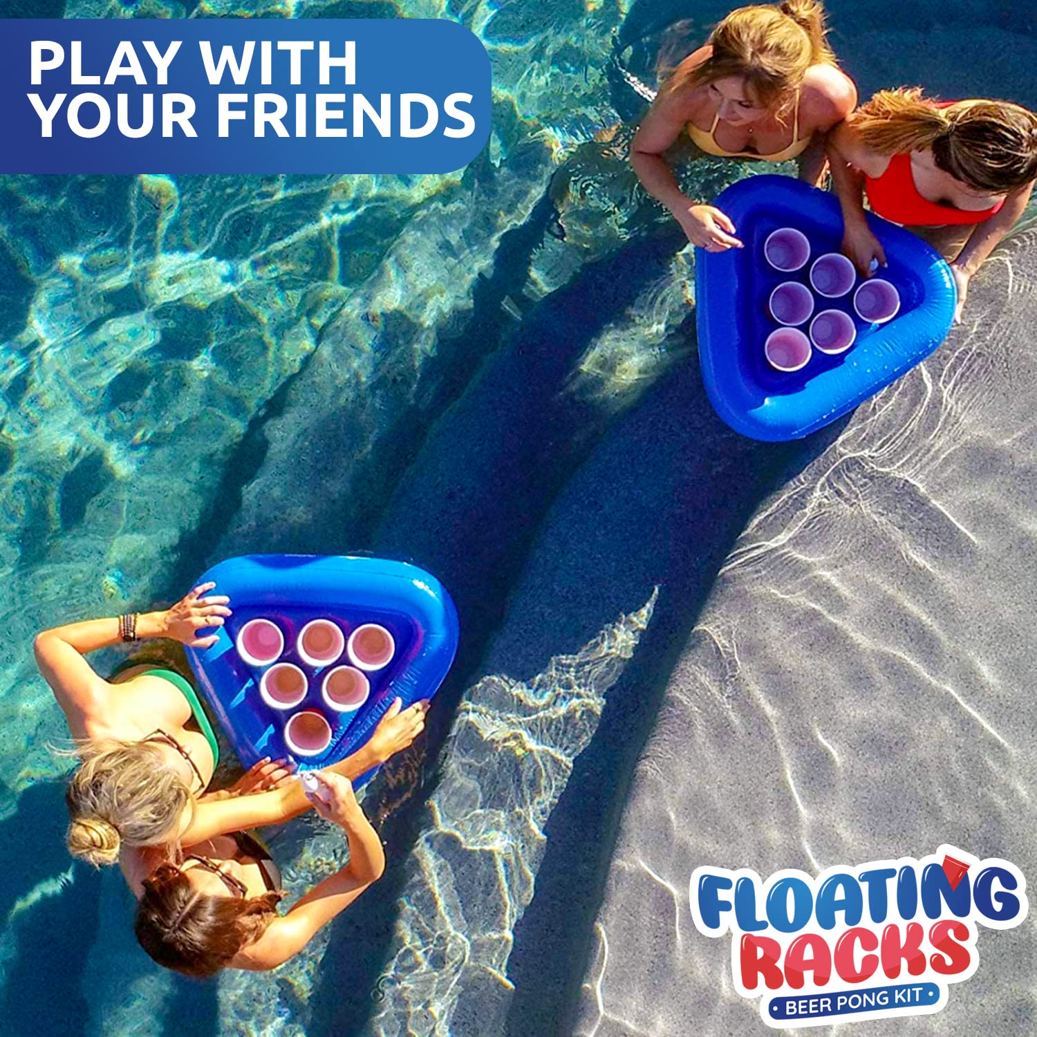 Original Beerpong Floating Kit 2 Bouées Gonflables 12 Red Cups 2 Balles Beer Pong Piscine