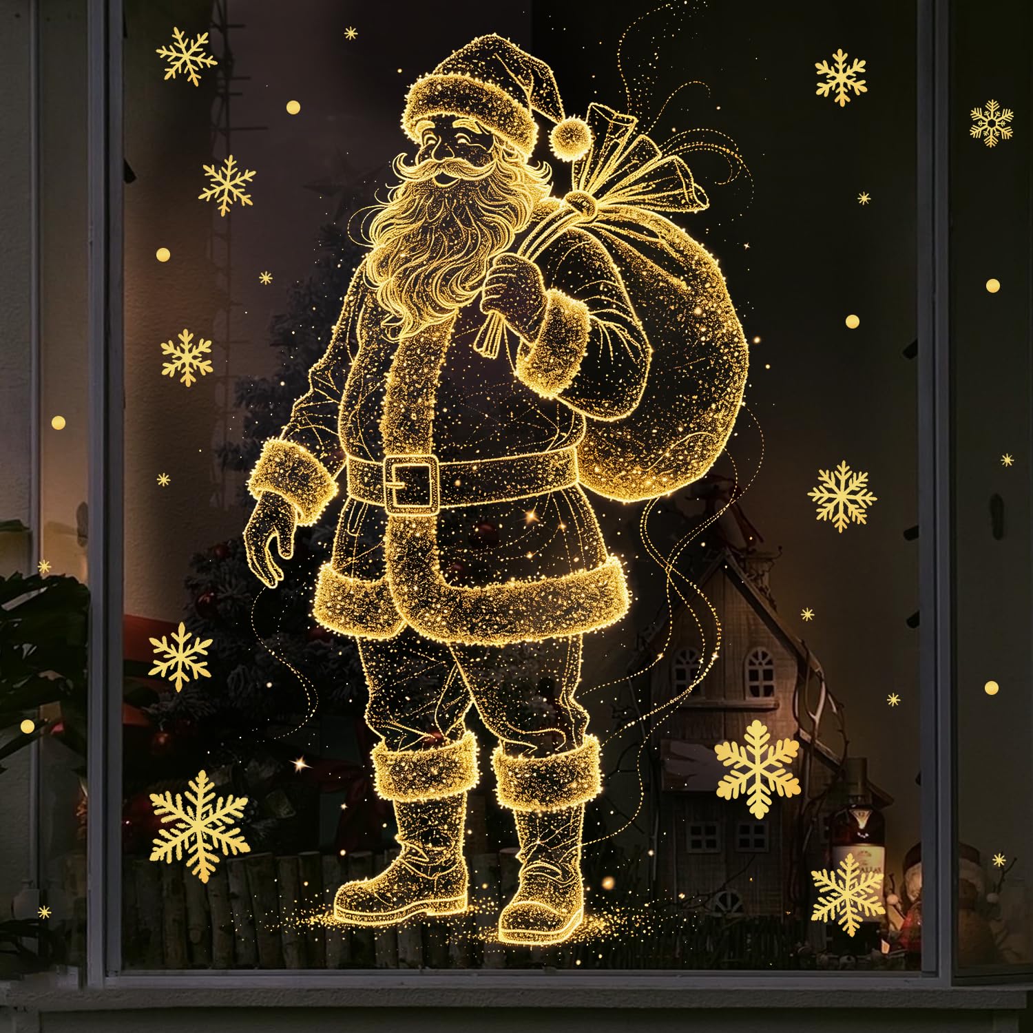 Extra Large Christmas Window Stickers Gold
