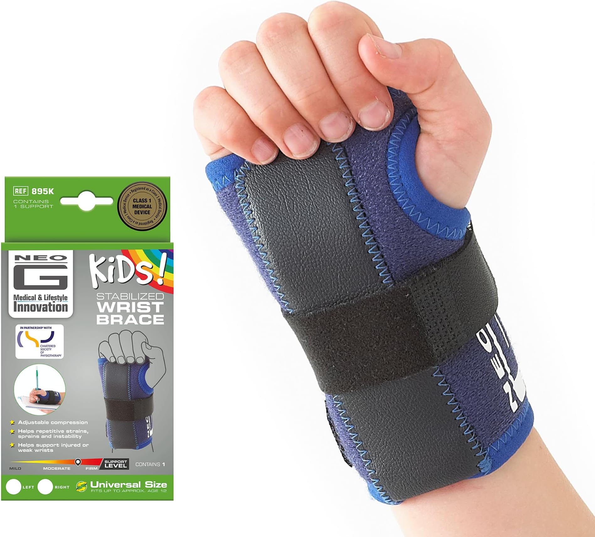 Wrist Support for Kids - Stabilized Support For Carpal Tunnel, Juvenile Arthritis, Joint Pain, Tendonitis, Hand Sprains - Adjustable Compression - Class 1 Medical Device - Right