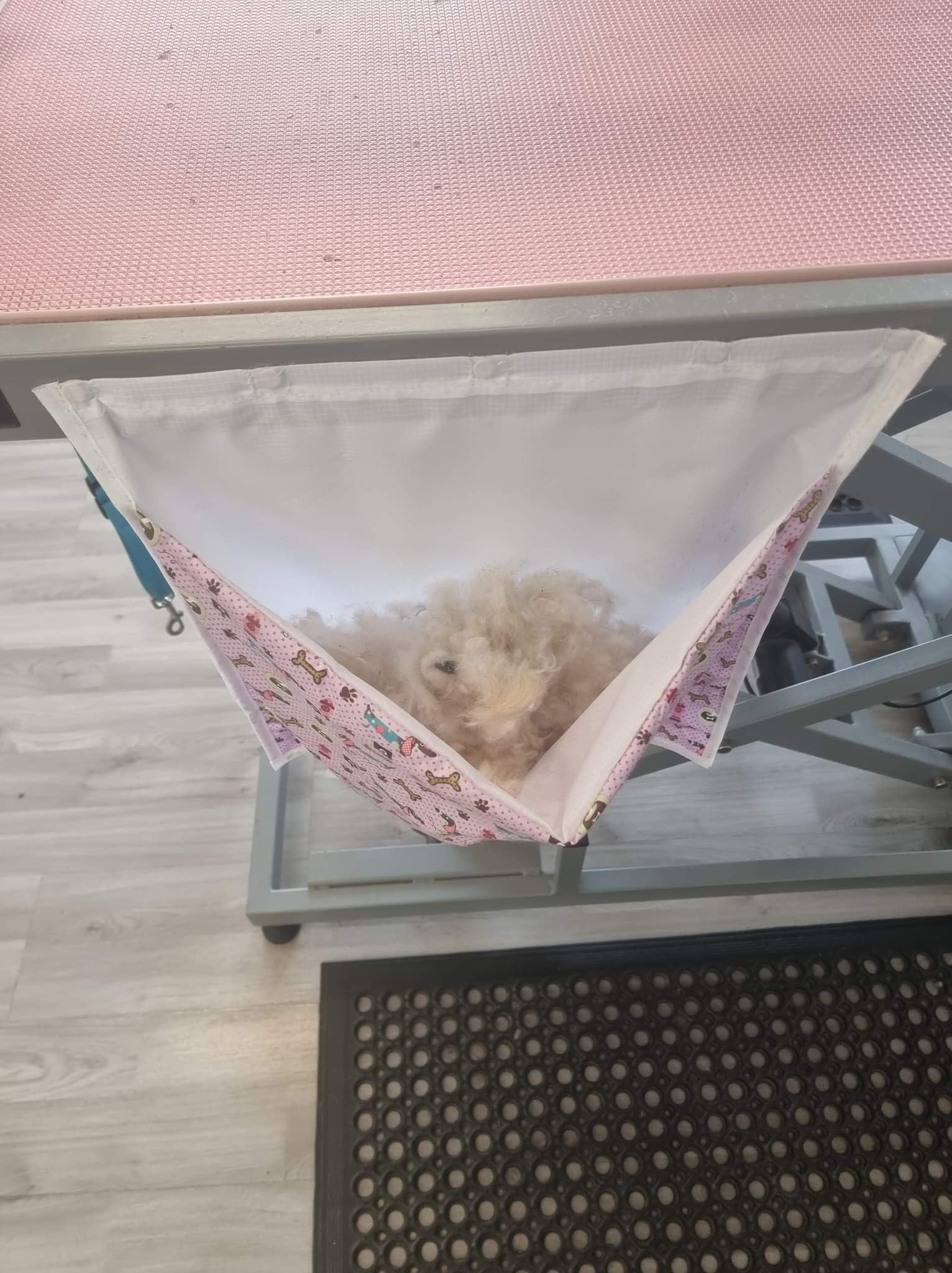 Dog Grooming Fur Bin, Fur Bag, Table Bin, multi paw prints