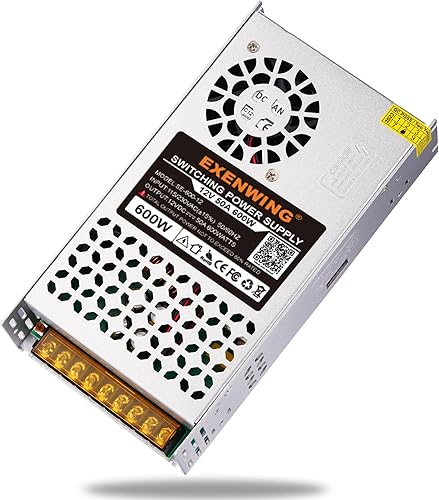 EXENWING Adaptador de fuente de alimentación de 12 V, 50 A, 600 W, convertidor de conmutación universal SMPS AC 110220V a CC 12 voltios regulado