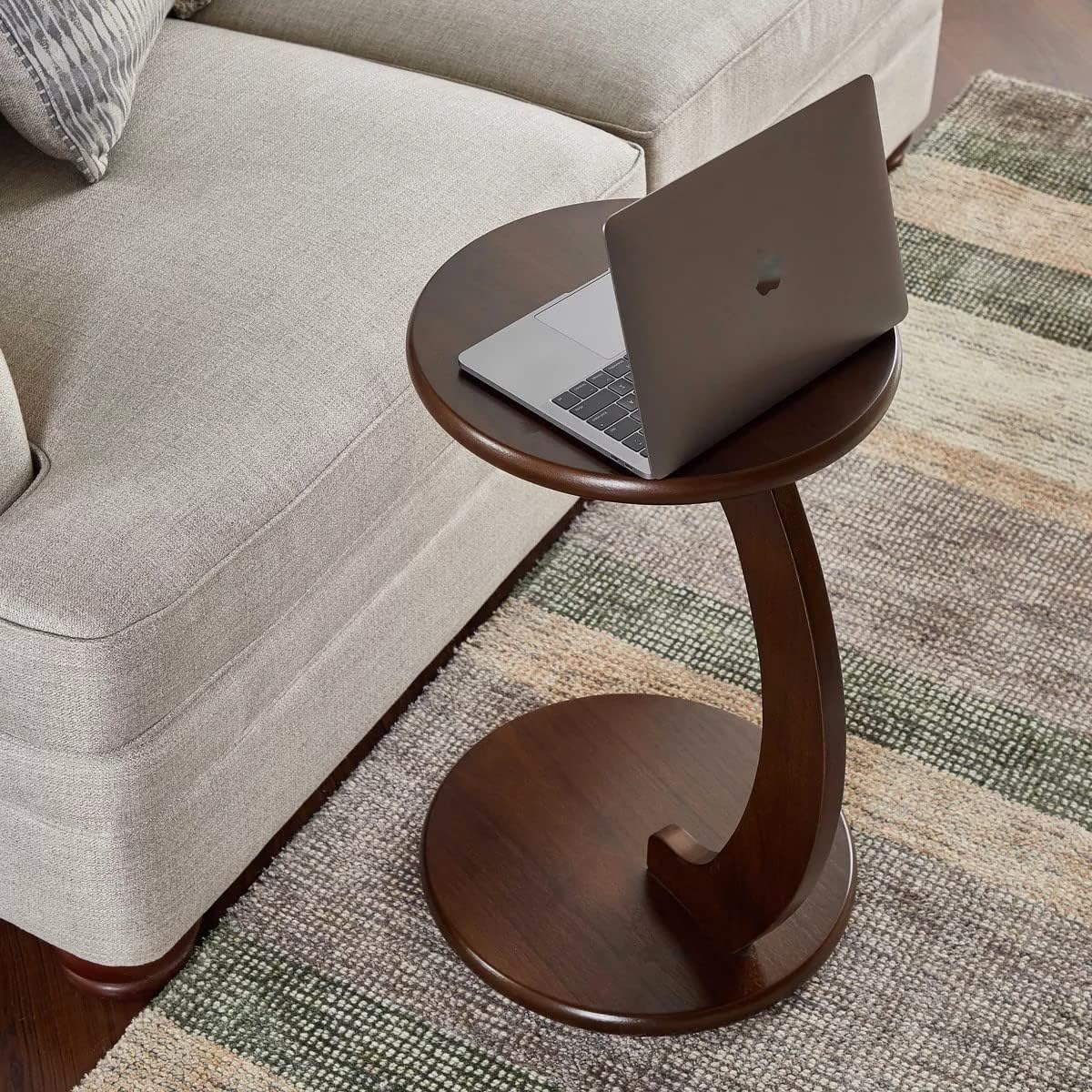 WoodenZone C-Shaped End Table for Living Room, Wooden Couch Sofa Table That Slides Under, Multipurpose Round Coffee Table, Laptop Table for Bedroom, Home or Apartments (Walnut) (B0DCSTCLFP) Amazon Price History, Amazon Price Tracker