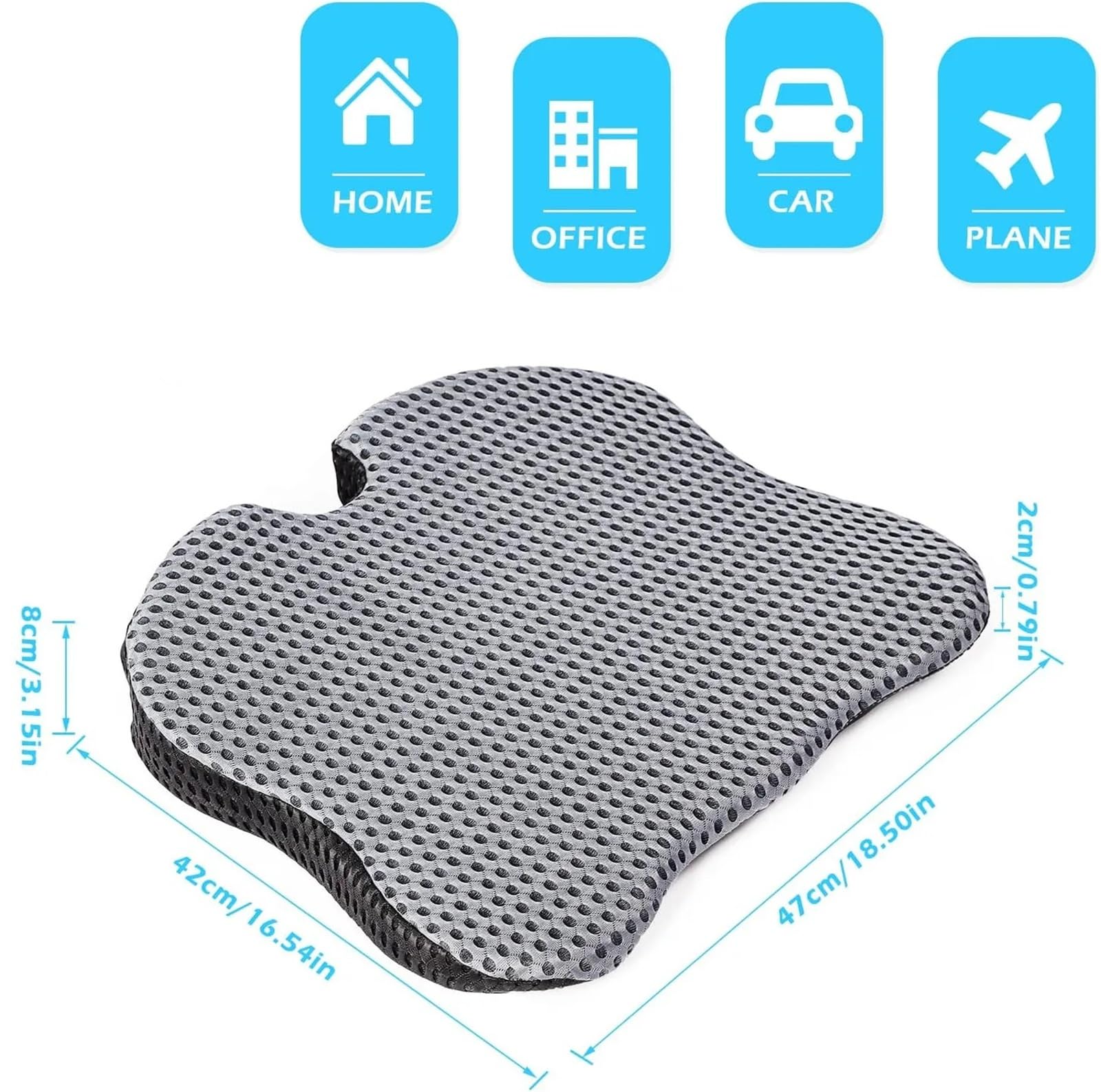 Cuscino per sedile a cuneo per auto, in memory foam, comodo, supporto ortopedico per sedile auto, sedia da ufficio, sedie a rotelle