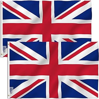 ANLEY Pack of 2 Fly Breeze 3x5 Foot United Kingdom UK Flag - Vivid Color and UV Fade Resistant - Canvas Header and Double Stitched - British National Flags Polyester with Brass Grommets 3 X 5 Ft