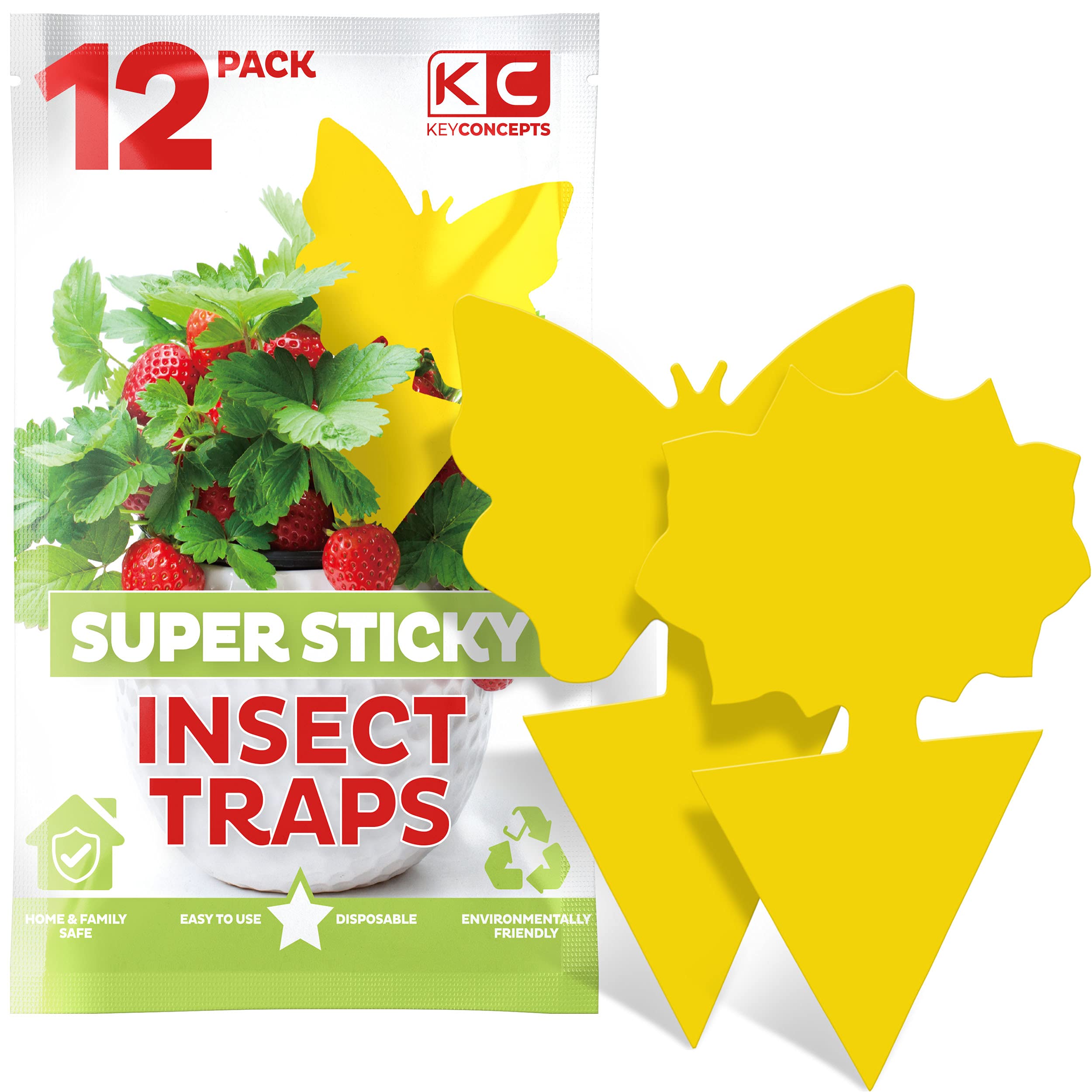 Gnat Sticky Trap (12 Pack) Gnat Traps for House Plants, Yellow Sticky