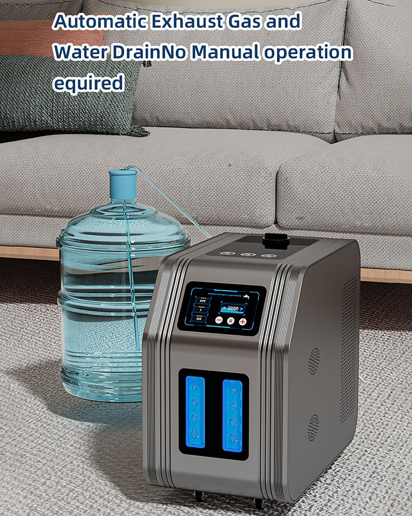 Urządzenie do inhalacji wodorem 900/1200/1800 ml/min Generator wodoru, cichy inhalator H2 SPE/PEM Elektroliza wody Jonizator do użytku domowego, 3 porty Black 1800ml/min