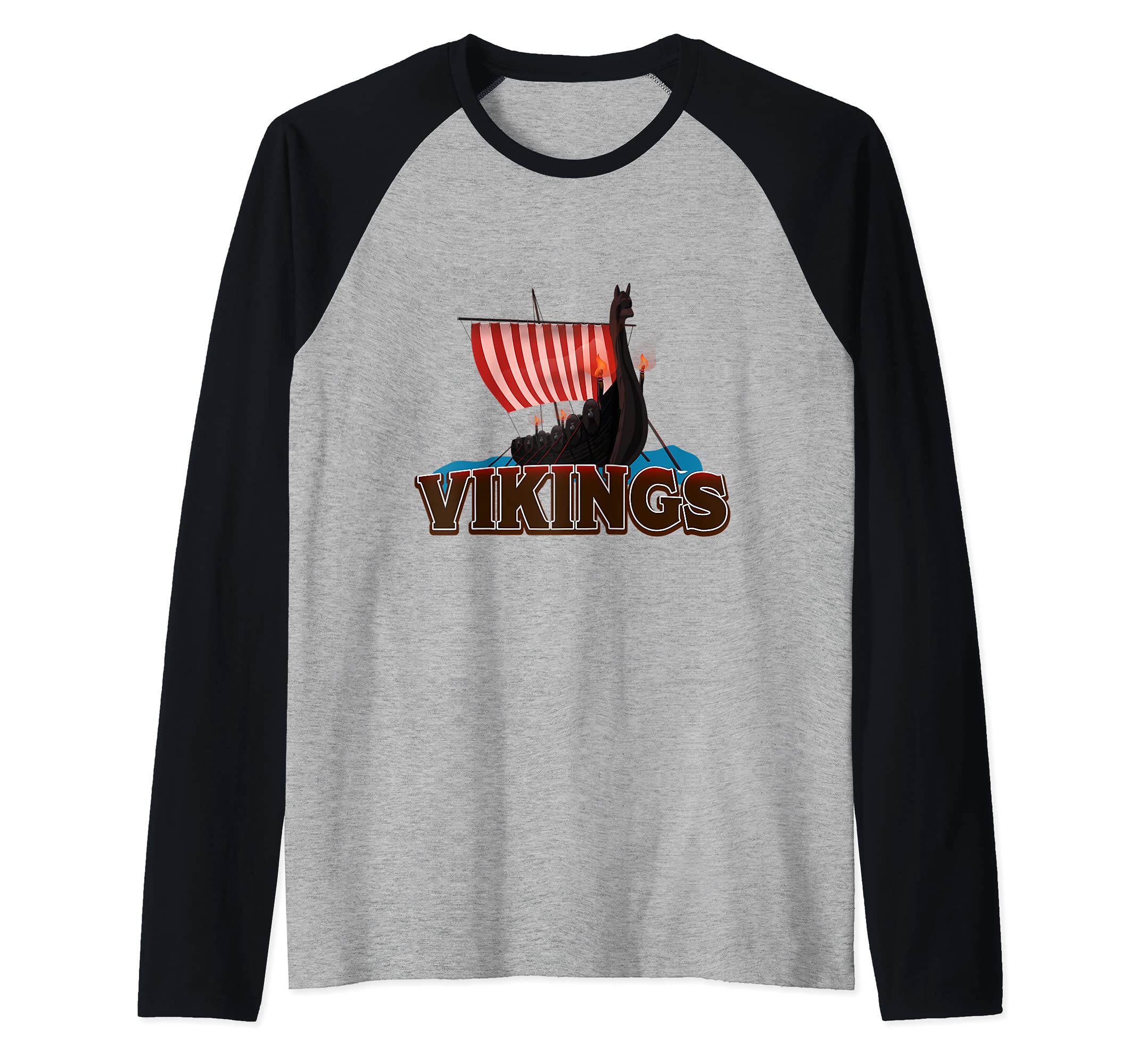 Vikings Raglan Baseball Tee, Black