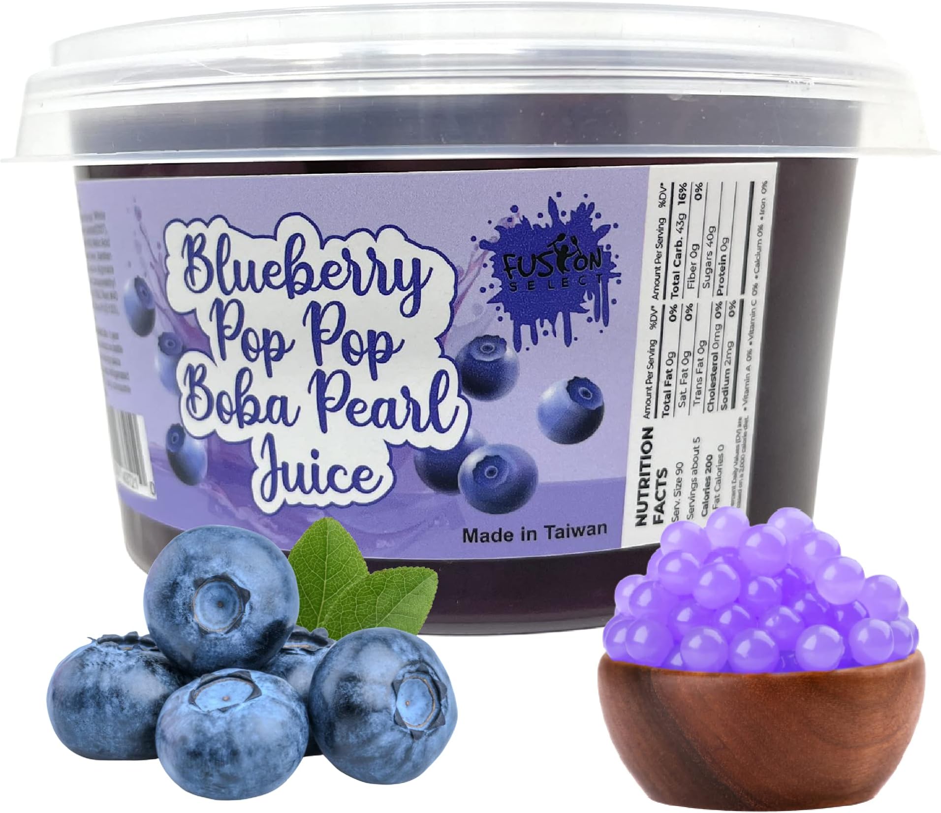 Boba Bursting Bobaz Popping Bobaz Pearls Fruit Tea Snack Toppings (490 Grams, Blueberry)