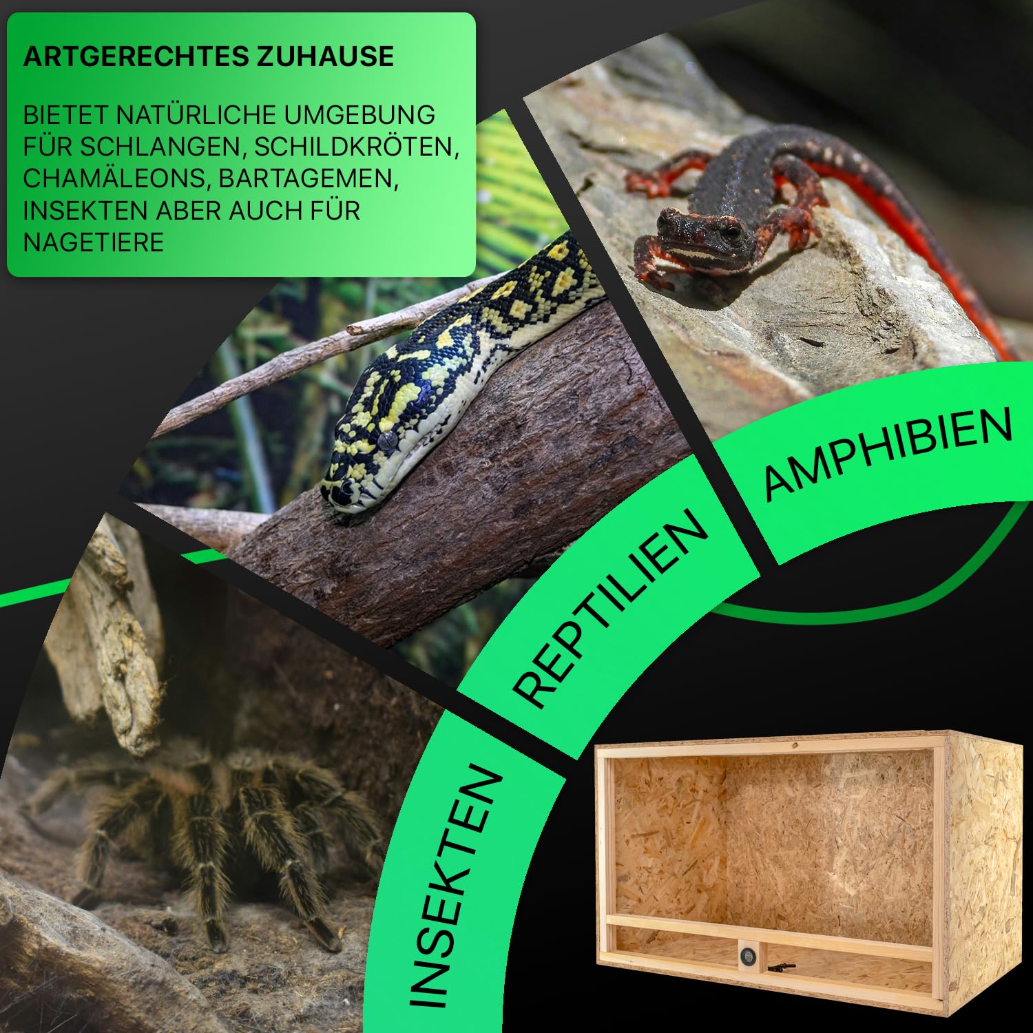 ITA Schildkröten Terrarium 120x60x60 cm mit Offenem Dach & Integriertem Hygrometer - Holzterrarium aus OSB-3 Platten - Terrarien für Schildkröte und andere Tierarten - EU Produkt