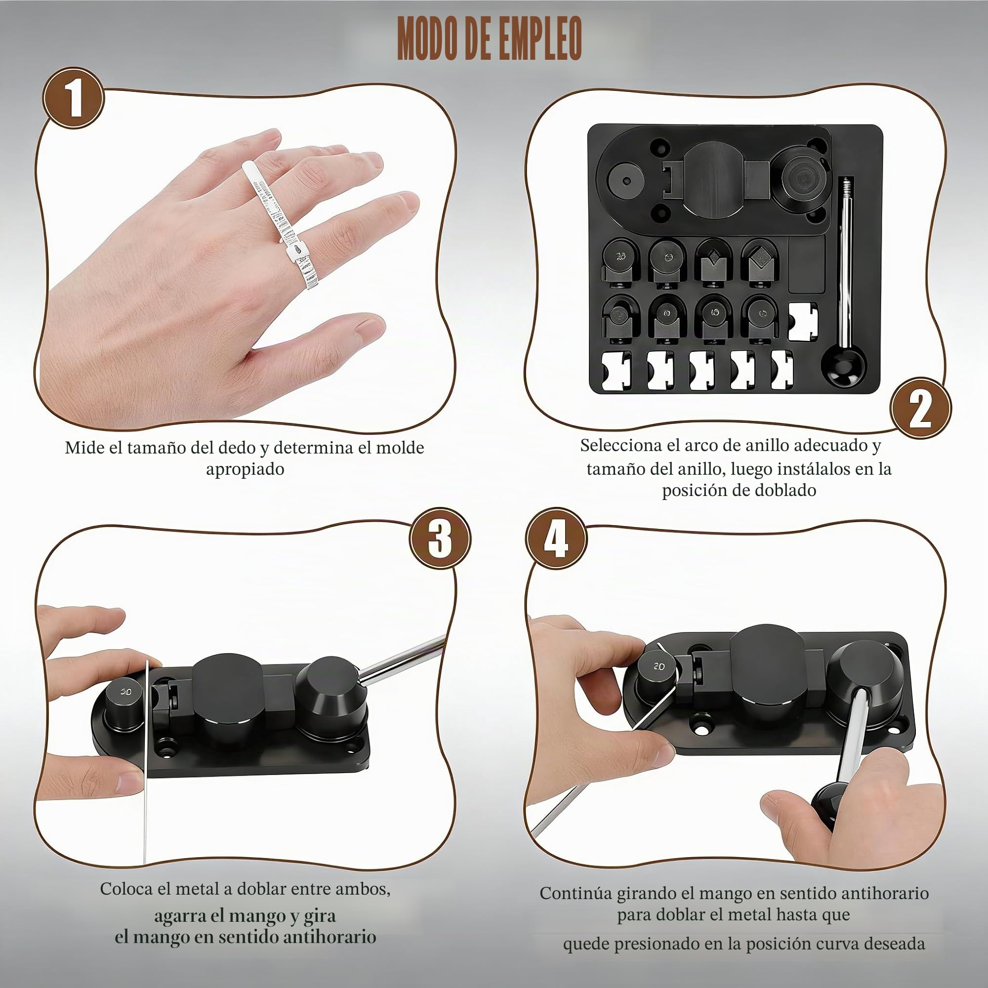 TINMAGI Máquina de Flexión de Anillos, Herramienta Dobladora de Anillos para 12/14/16/18/20/22mm, Máquina Plegadora para Fabricación Joyas con Troqueles de Nailon, Herramienta de Medición de Anillos