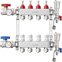 ABST 4-Loop Stainless Steel PEX Radiant Heat Manifold Kit with 1/2" Adapters - Hydronic Floor Heating System