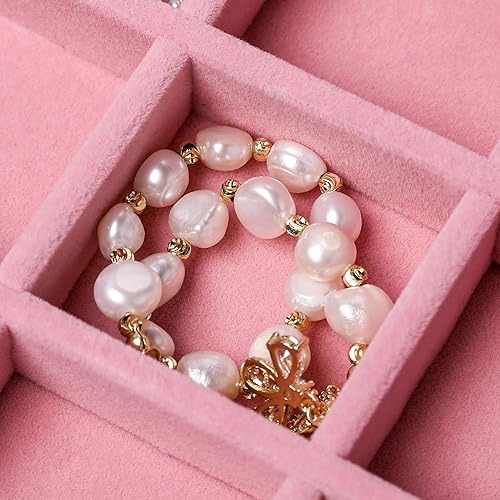 Miniatura 7 de Frebeauty Bandeja organizadora de joyas con tapa transparente, 12 rejillas de terciopelo para cajones, caja de almacenamiento de joyas con tapa