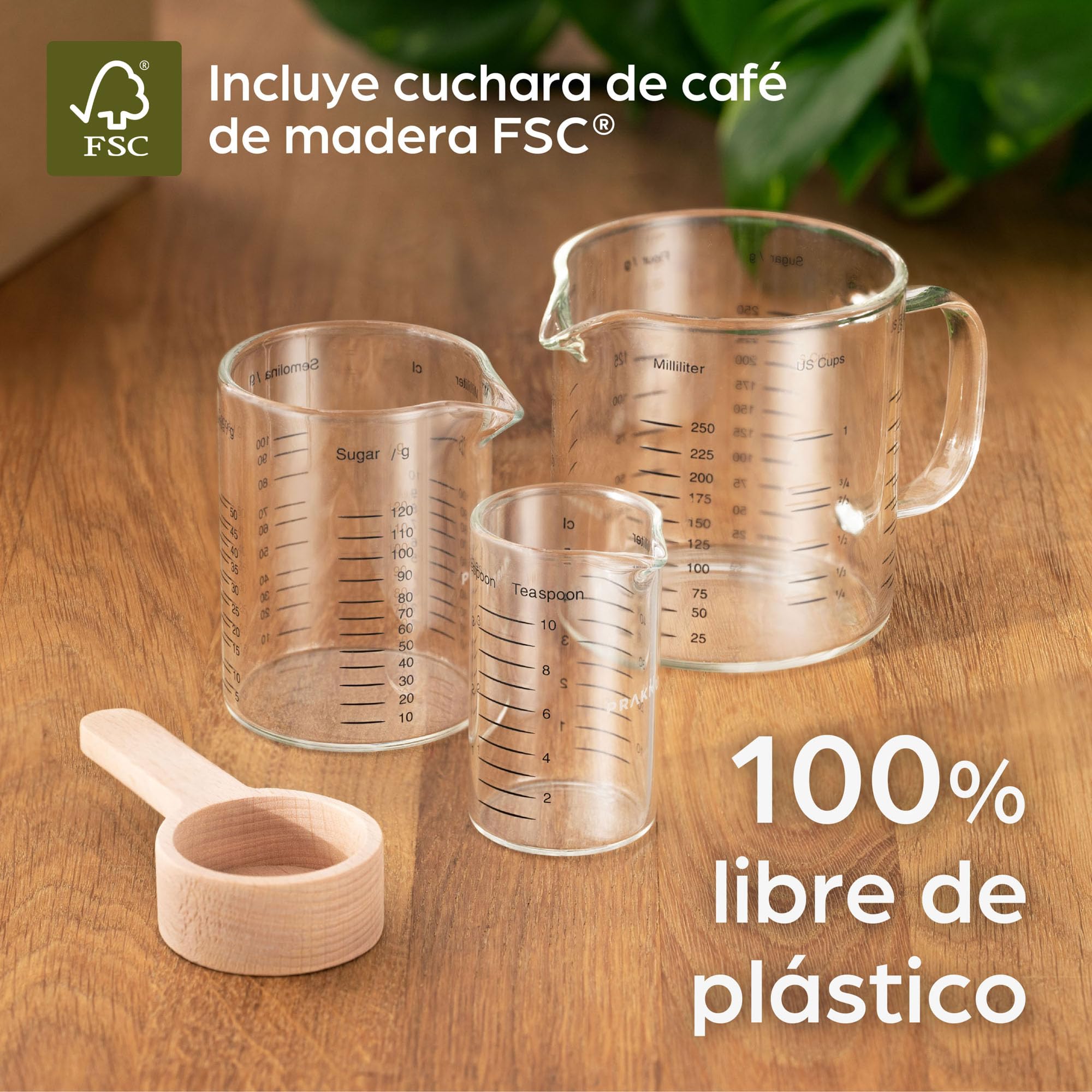 Jarra Medidora de Cristal - 50ml, 125ml, 250ml - Escala Precisa - Apilable - Resistente al Calor y al Microondas