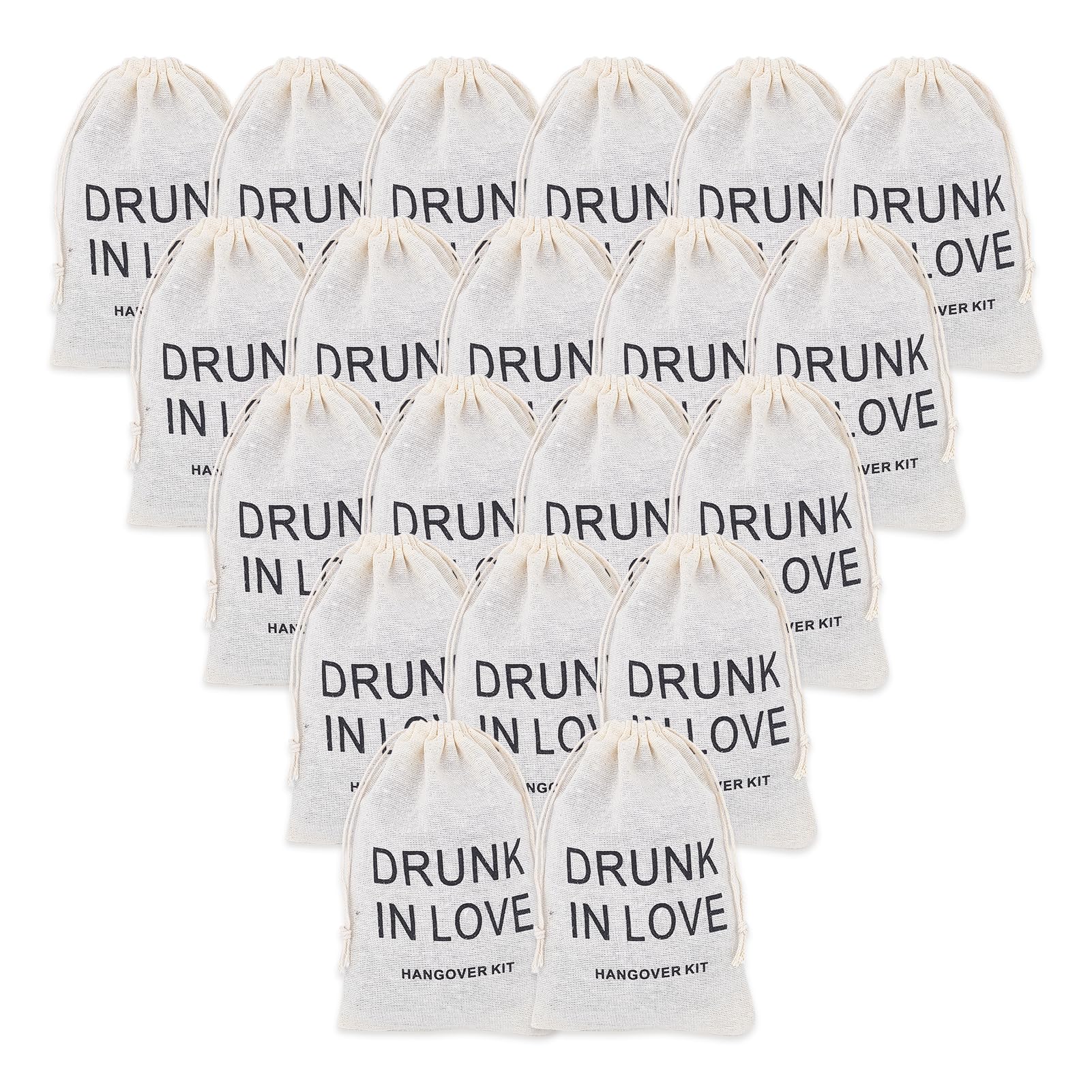 NICENEEDED 20 Sac de Survie en Mousseline de Coton de 4 x 6cm avec Cordon de Serrage pour Enterrement de Vie de Jeune Fille (Inlove)