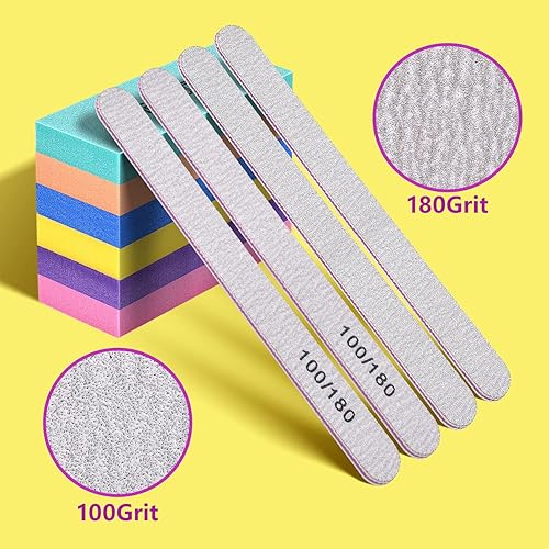 Miniatura 6 de TsMADDTs Juego de limas de uñas y pulidores con 6 pulidores de uñas rectangulares y 6 limas de uñas blancas de grano 100180, kit de herramientas