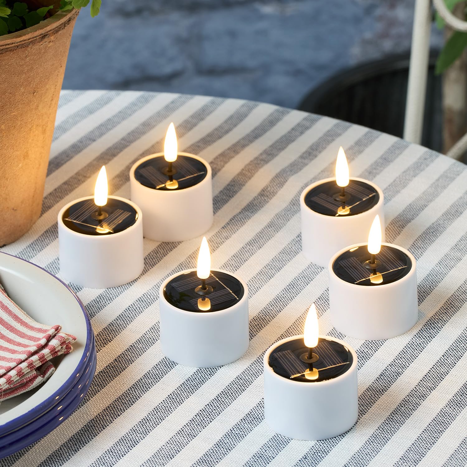 Candele Solari LED Per Esterni Con Luce Tremolante | 6 Pezzi Impermeabili Senza Fiamma | Luce Da Giardino E Terrazzo - 6
