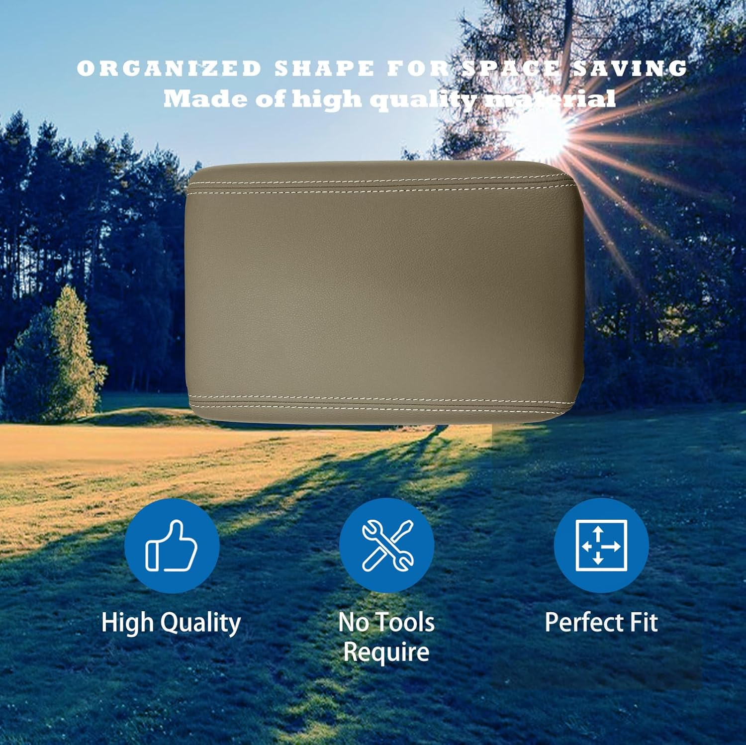 Center Console Lid Fit for 2007-2017 Chevy Traverse, Enclave, Acadia Front Floor Console Armrest Replacement Part # 22905370 (Beige)