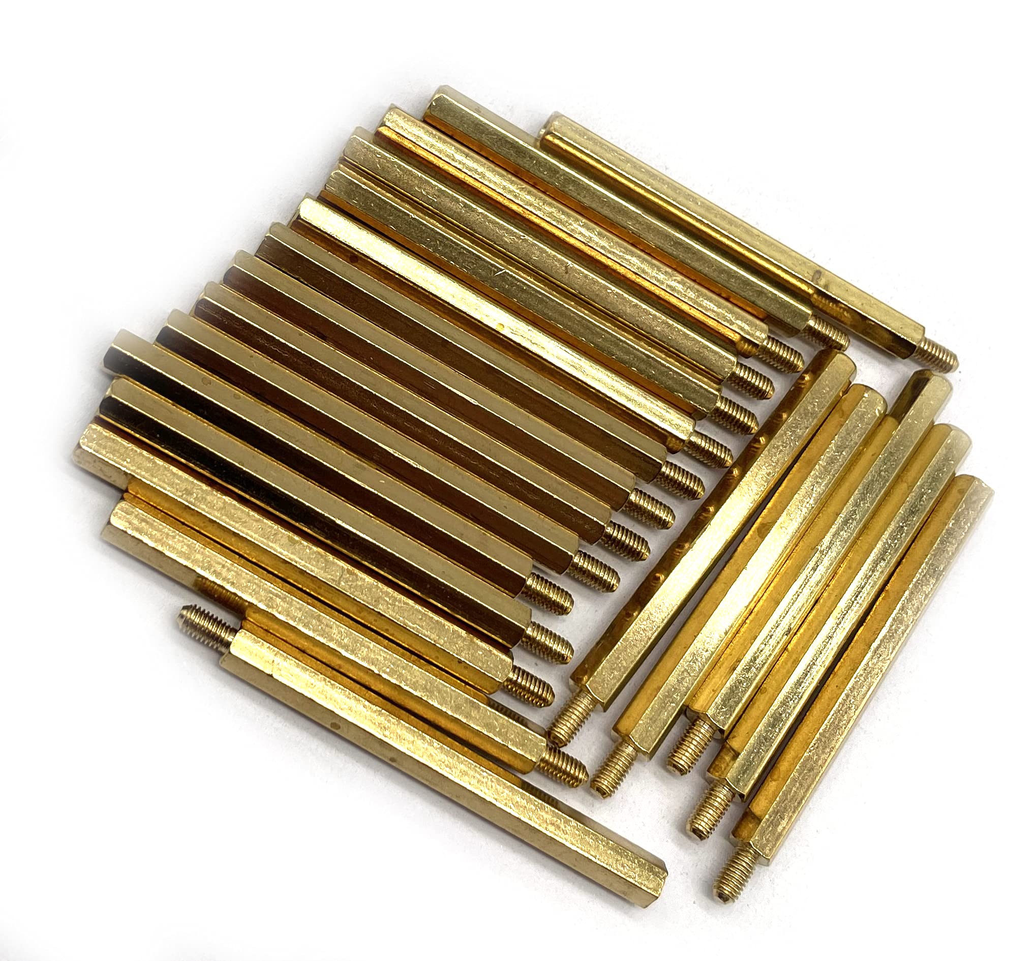 M3 50+6mm Male Female Brass Hex Standoff Spacer Screws PCB Pillars Screw Nuts, 20Pcs