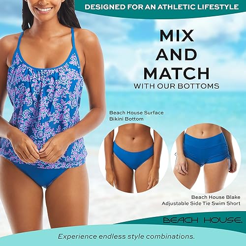 Miniatura 4 de Triumph - Top de tankini de doble capa traje de baño atlético, brasier deportivo integrado para nadar