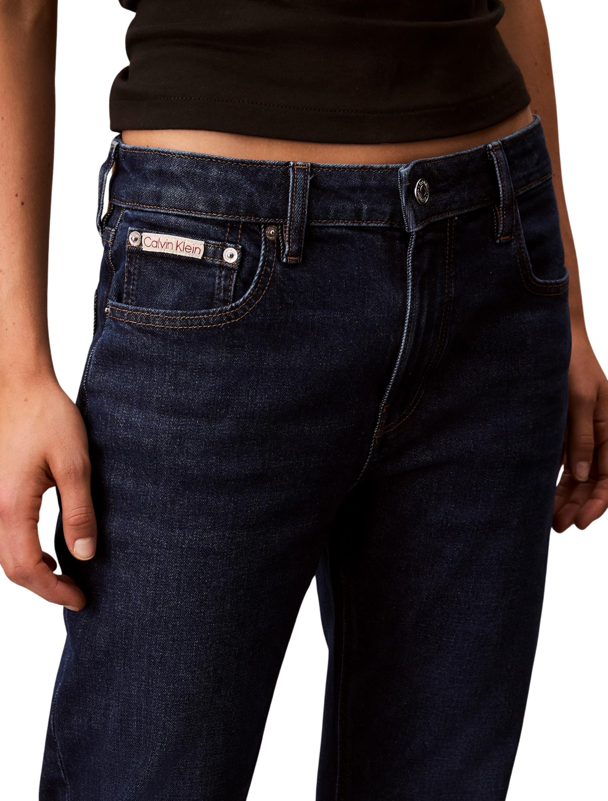 Calvin Klein Donna Jeans Slim Blue Orbit Vita Media, Blu (Blue Orbit), 27W