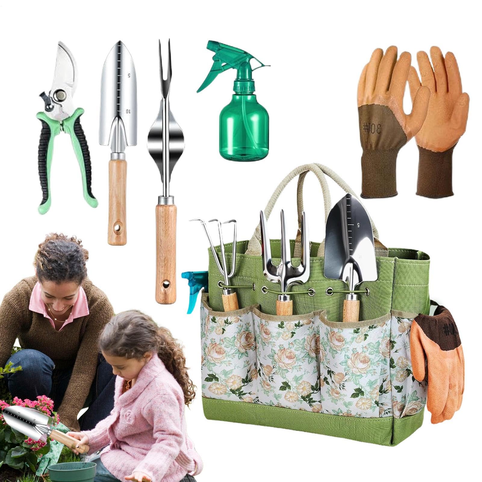 Set attrezzi manuali da giardino Manico In Legno Portatile Per Piantare E | Attrezzo Da Giardinaggio Robusto Smuovere Terreno Piantare Trapiantare Giardinaggio