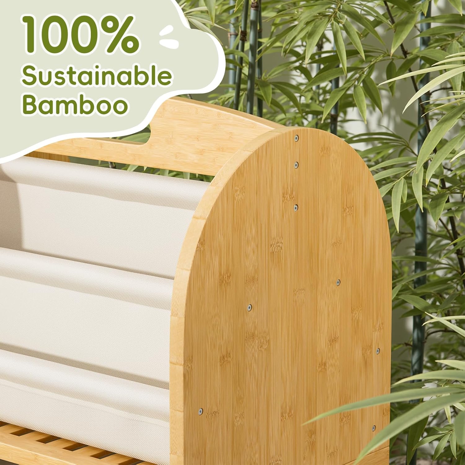2-Sided, 3-Tier Bamboo Kids Bookshelf, Montessori Shelf with Safe Wheels and Large Storage Drawer, Toddler Bookcase Nursery Book Shelves and Toy Storage for Baby Rooms Playroom Kindergarten
