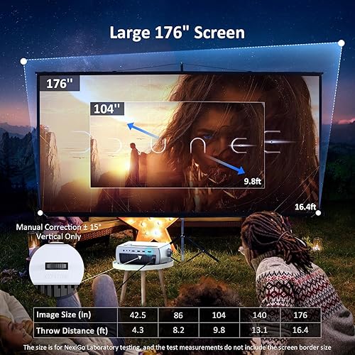 Miniatura 6 de NexiGo Proyector Bluetooth WiFi PJ10 220ANSI Proyector de película nativo 1080P soporte Dolby_Sound control remoto compatible con teléfono