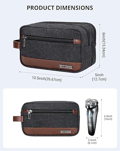 Miniatura 10 de WITZMAN Neceser de lona para hombre, organizador de kit de Dopp colgante, resistente al agua, bolsa de artículos de tocador de viaje, bolsa de baño