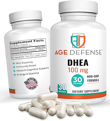 Cápsulas DHEA - Suplementos de DHEA - Apoyo de energía natural y apoyo inmunológico - Apoya la vitalidad, la elasticidad de la piel y el bienestar