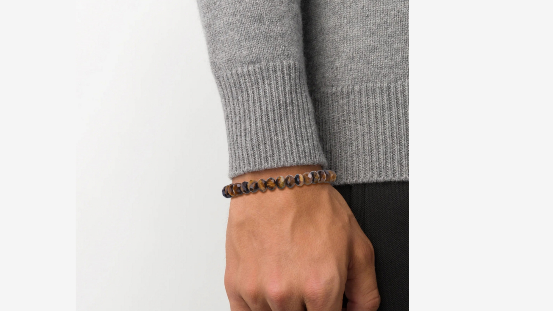 Pulsera de cuentas de cristal facetado para hombre miniatura 7