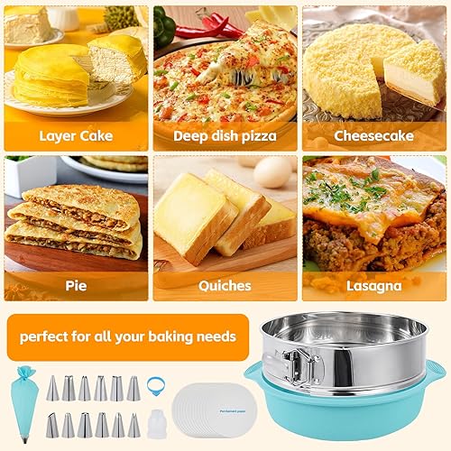 Miniatura 5 de Aufind Springform - Molde para pasteles de acero inoxidable 304 de 9 pulgadas, con parte inferior extraíble, diseño antiadherente a prueba de fugas,