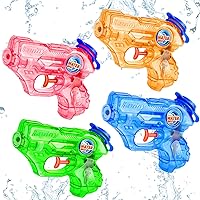 Fikamd 4-Pack Mini Water Guns for Kids - 20-23ft Long Range Soakers, Safe ABS Plastic, Pool Beach Party Toys for Boys Girls Ages 3-12